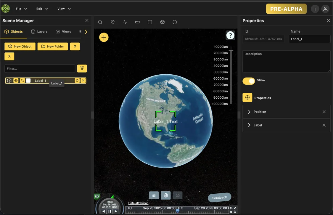The main scene manager menu