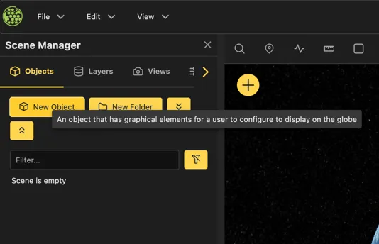 The main scene manager menu