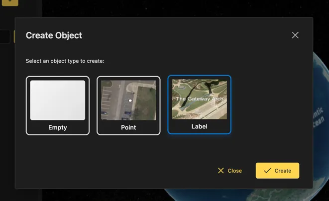 The main scene manager menu