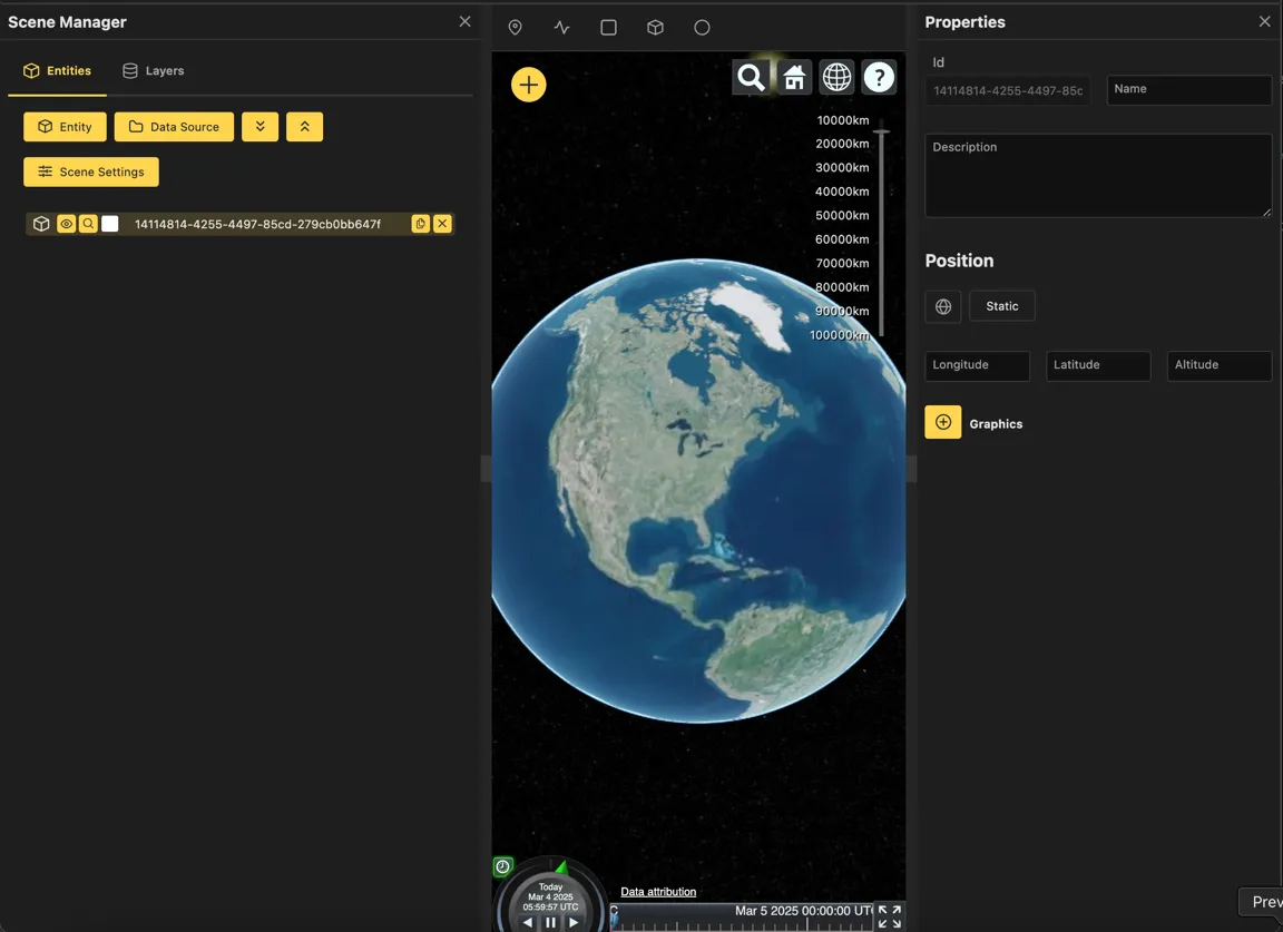 Initial view after selecting an entity